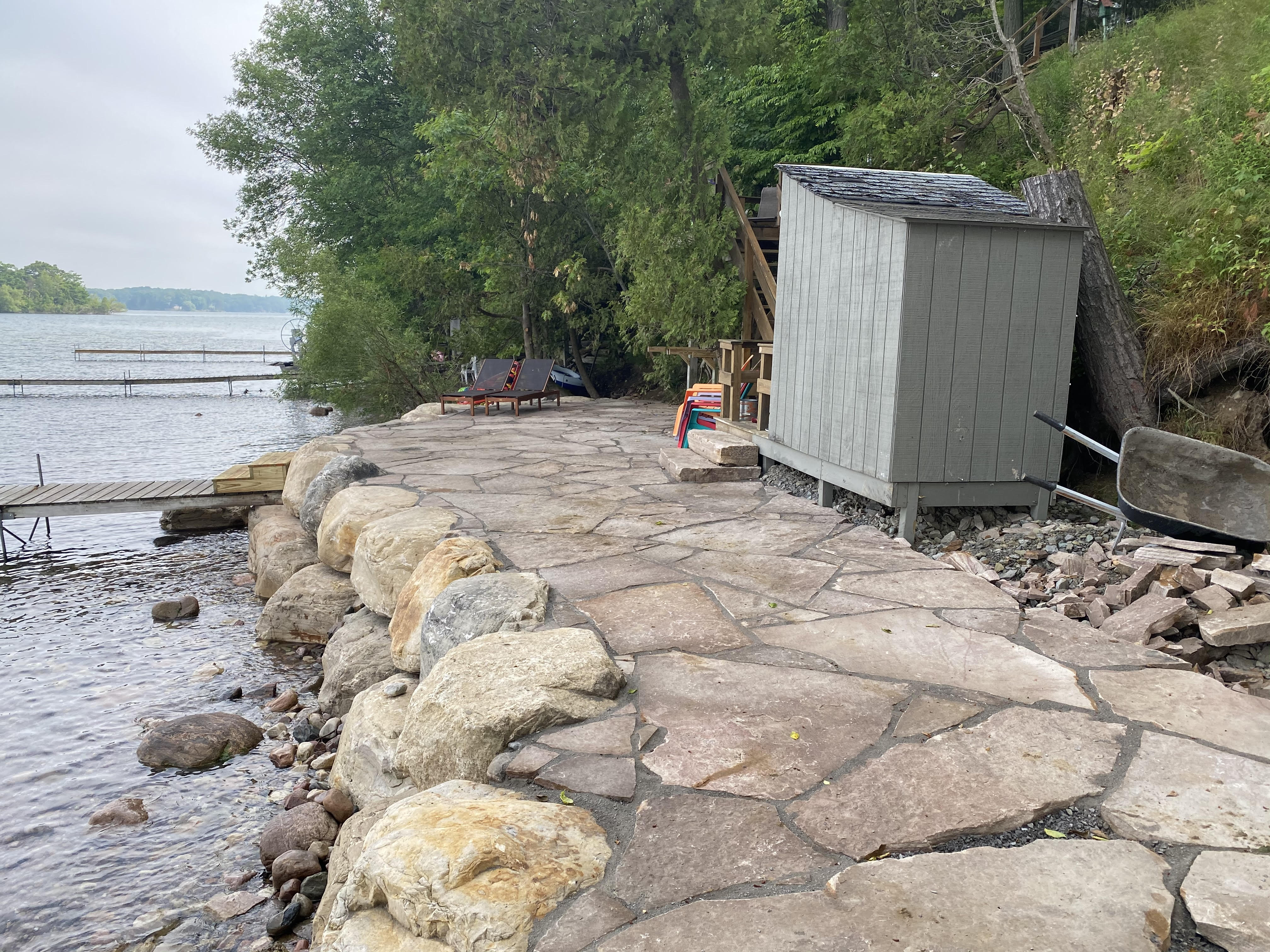 Flagstone Patio and Boulder Seawall